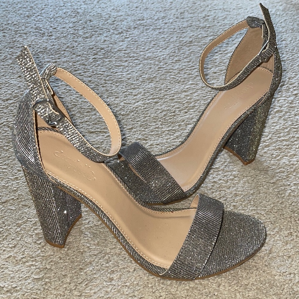 Brand New, Never Worn, Charlotte Russe Silver Heels Size 8